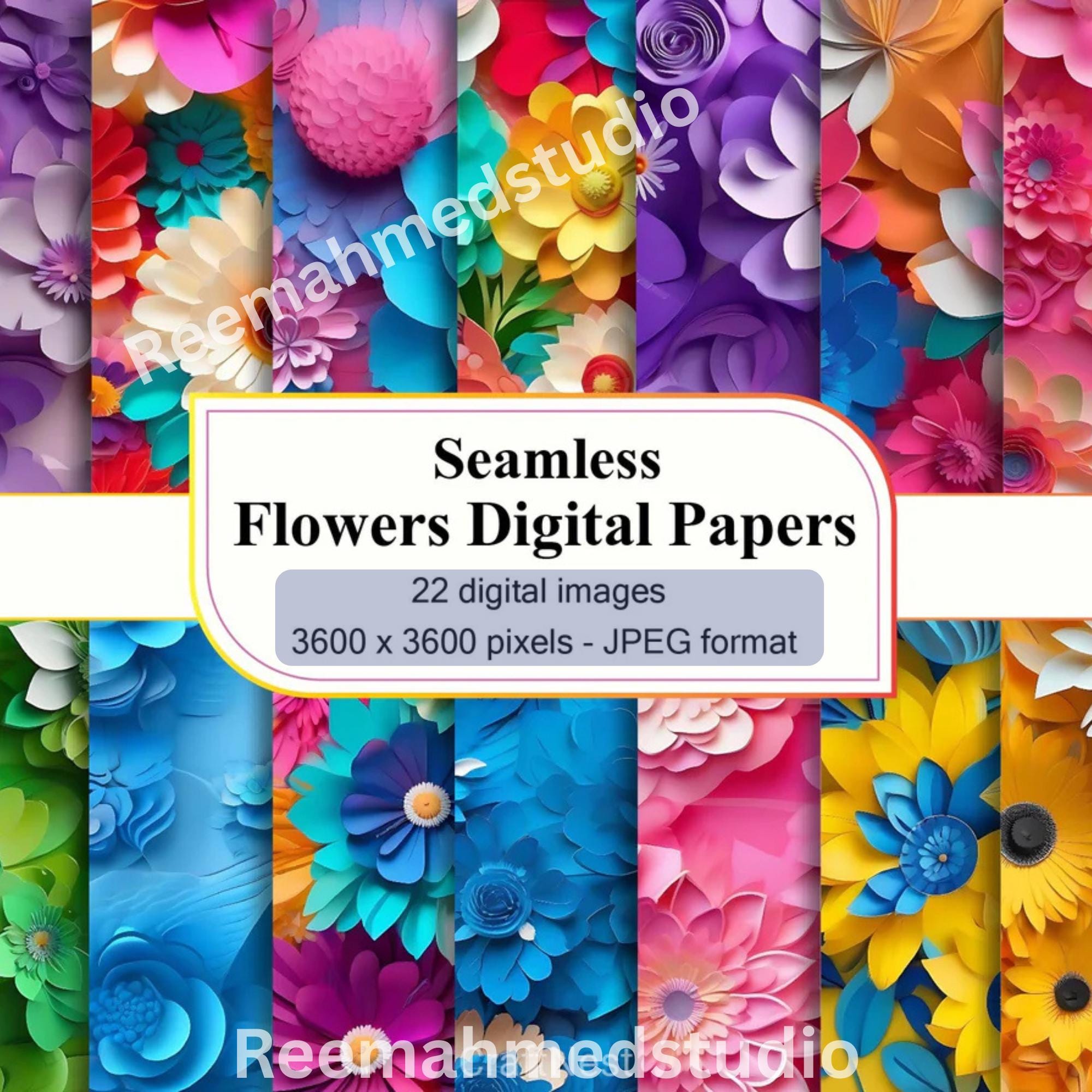 3D Floral Digital Paper Pack – Seamless Flower Designs (PNG) - Etsy