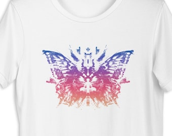 Rorschach Butterfly Bright Graphic T Shirt, asst colors, unisex, for men and women, comfort fit tee