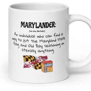 Definition of a Maryland Native glossy ceramic mug, 3 sizes, state humor, Maryland flag, old bay, funny mug for Marylanders