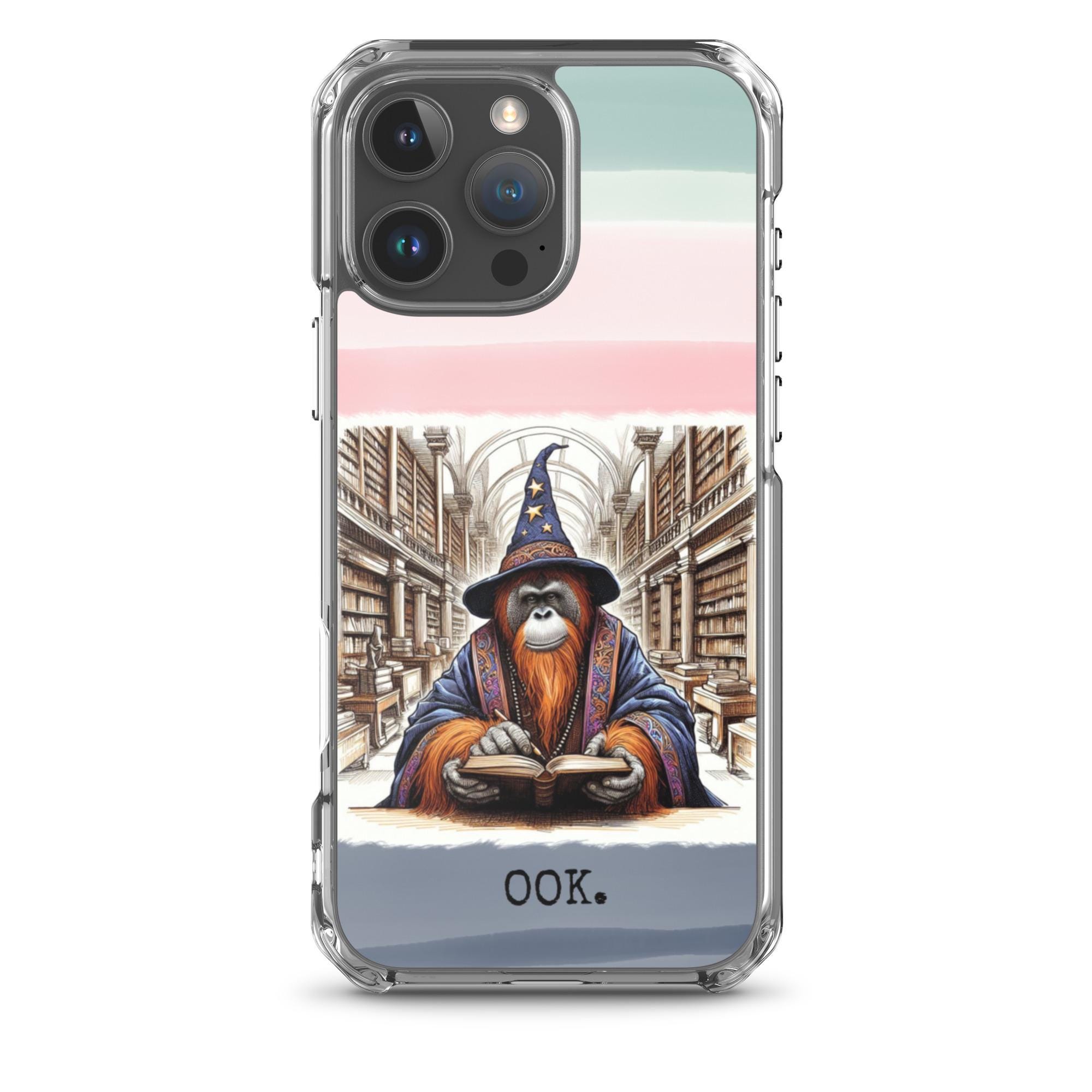 Clear Case for iPhone® all models Wizard Librarian OOK phone case, flexible, durable phone protection