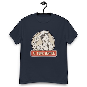 At Your Service クラシック レトロ ガソリンスタンド コットン コンフォート T シャツ - 組み合わせカラー - ユニセックス フィット