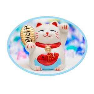 Vinyl Decal - Cute Lucky Cat Sticker - 3 sizes - for water bottle, laptop, phone, travel mug, car, bike