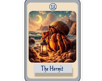 Vinyl Decal Tarot The Hermit / Hermit Crab Sticker - Tarot card graphic - waterproof - 3 size options - multi use, multi surface - durable