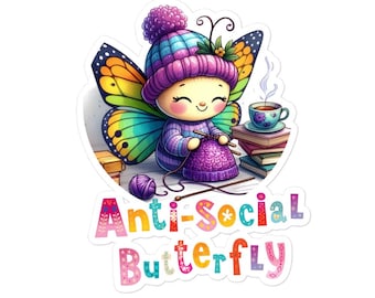 Vinyl Decal ANTI-SOCIAL BUTTERFLY Sticker - waterproof - 3 size options - multi use, multi surface - durable