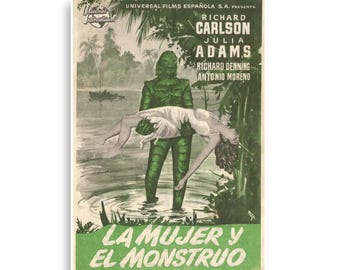 Film Poster Creature from the Black Lagoon Spanish language - asst size options - thick matte wall art - hang as is, or fits standard frames