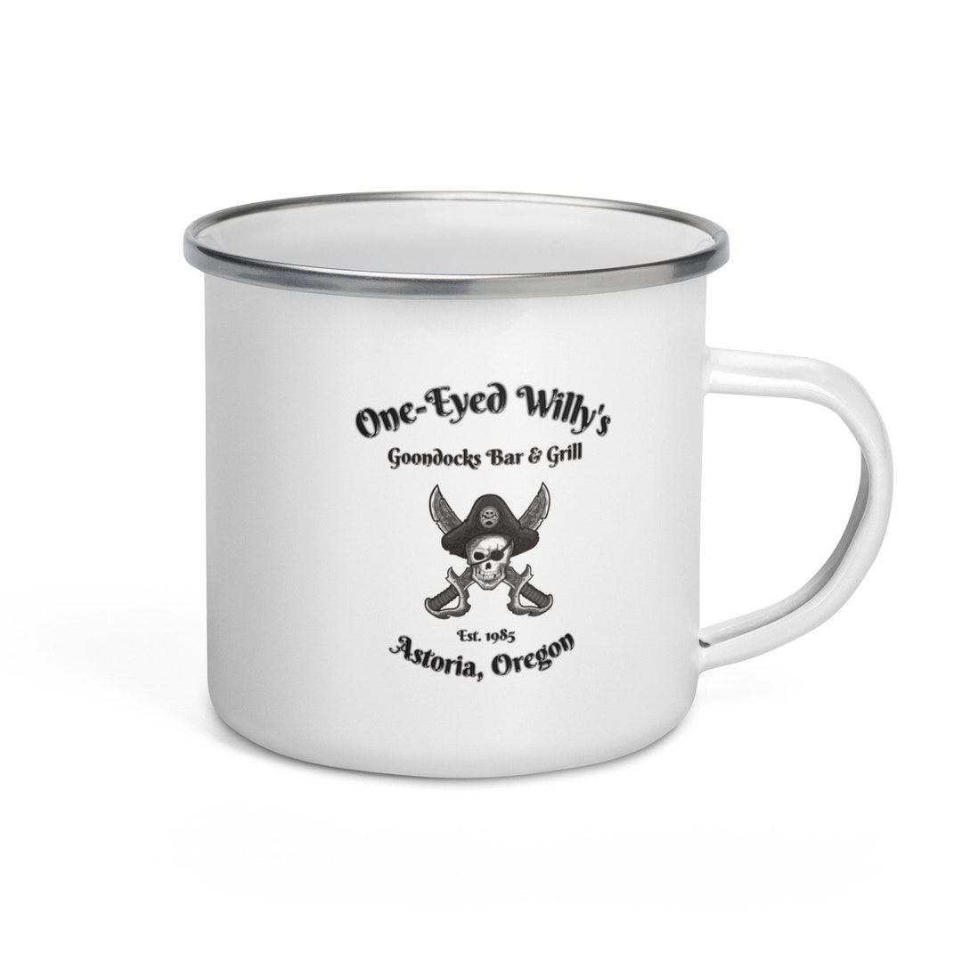 Goonies Grog Mug, Enamel, 12oz, Unique One-eyed Willy Logo, Great
