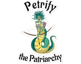 Petrificar la pegatina de vinilo Patriarcado con Medusa, calcomanía sin burbujas, derechos de las mujeres