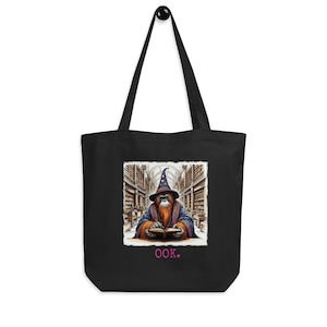 Orangutan Wizard Librarian - large eco tote bag - organic cotton- great for shopping, groceries, books, etc