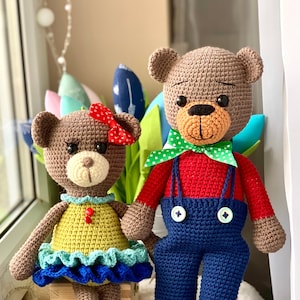 Crochet PATTERN girl and boy bears, PDF in English, crochet pattern amigurumi bear, stuffed bear pattern, amigurumi toy pattern