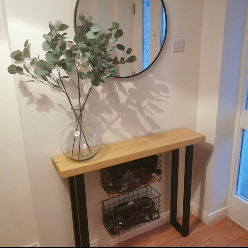 Industrial Console Table Narrow Hall Table Rustic Chunky Etsy UK