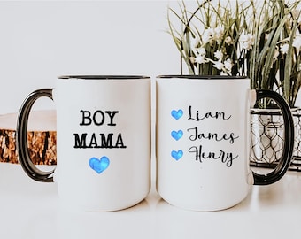 Boy Mama Mug, Mom of Boys Mug, Mom Mug with Names, Personalized gifts for Mom, Unique Mother's Day Mug, Custom Mom of Boys, 11Oz Ceramic Mug