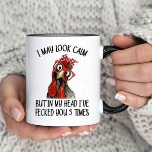 Lustiges Huhn Kaffeetasse: Sarkastisches Kollegen Geschenk, handgemachte Keramik (15 oz)