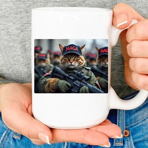 Trump Cat Ceramic Mug, Funny Political Election Gift, President Trump Mug, Cats for Trump, Republican Party Mug, MAGA Patriotic Trump Gift