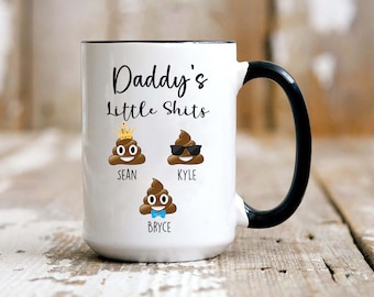 Personalized Dad Coffee Mug: Daddy's Little Poop Emoji Mug