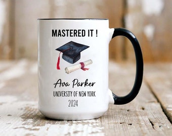 Personalized Master's Degree Graduation Mug, Mastered It Gift