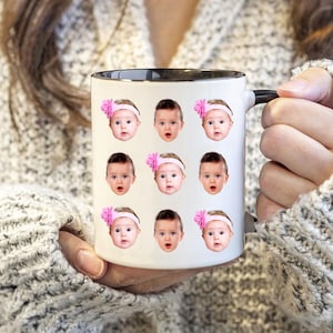 Baby Gesicht Tasse, Benutzerdefinierte Baby Gesicht Muster Tasse, personalisierte Geschenke, Vatertag Tasse, Papa Geburtstag Geschenkideen, Opa Tasse, Benutzerdefinierte Fototasse