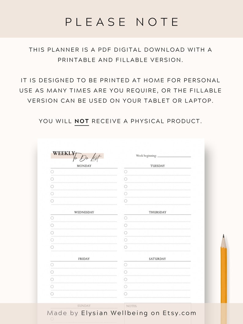 Weekly to Do List Monday Start Printable Fillable PDF Daily Priorities ...