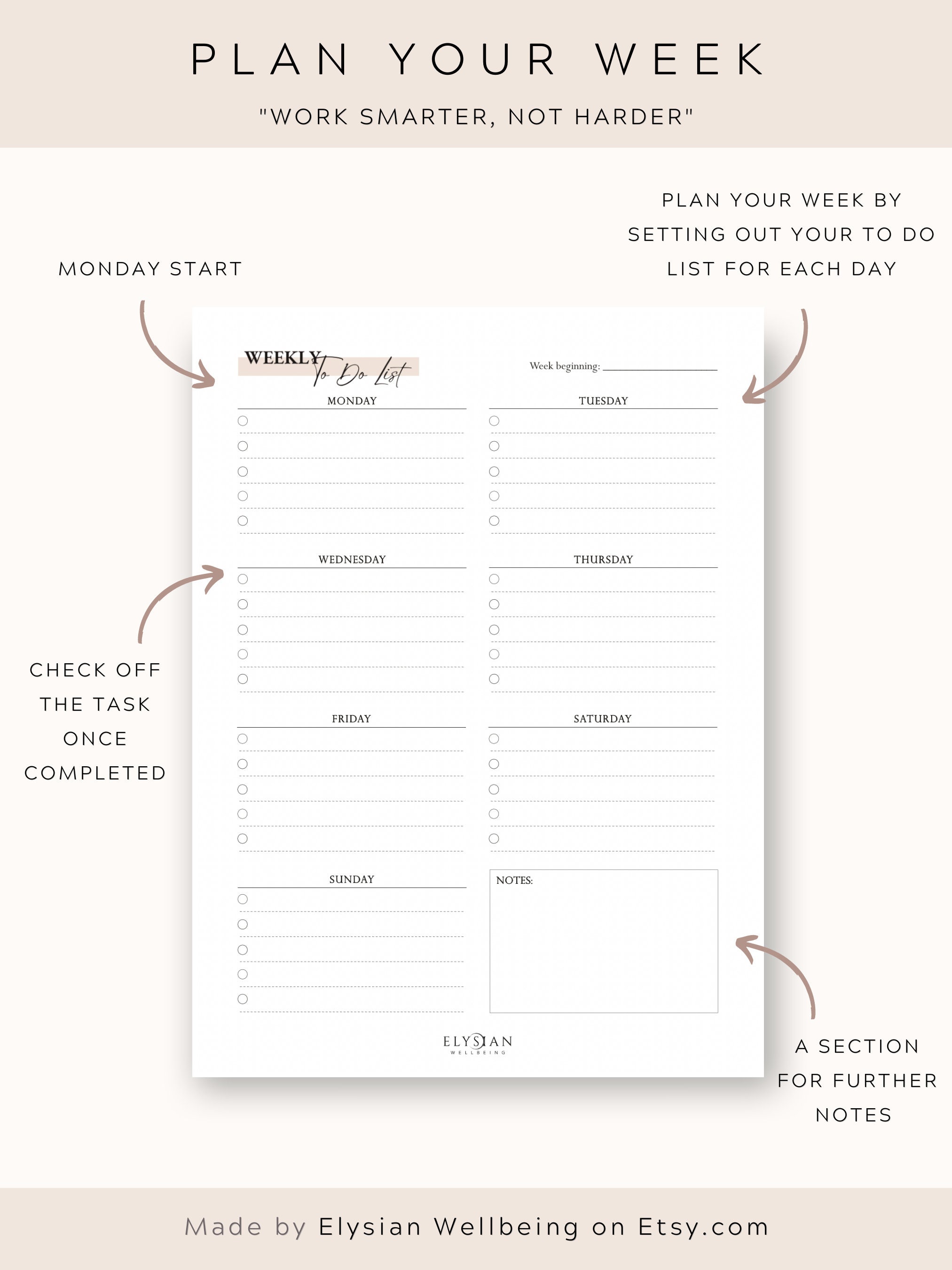 Weekly to Do List Monday Start Printable Fillable PDF Daily Priorities ...