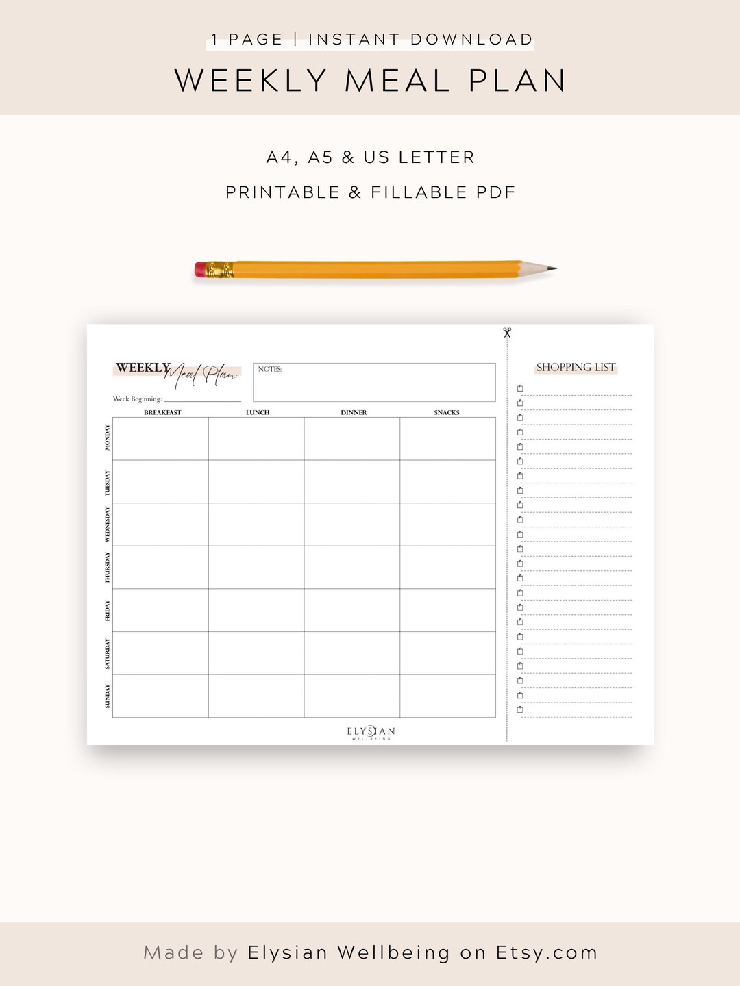 Weekly Meal Plan Printable Fillable Pdf Food Intake Healthy Lifestyle