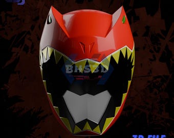 Kyoryu Red Helmet 3D STL File Digital Download