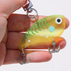 Fishing Lures Frosted Acrylic Charms | fish animal trinket fly fishing keychain for dad