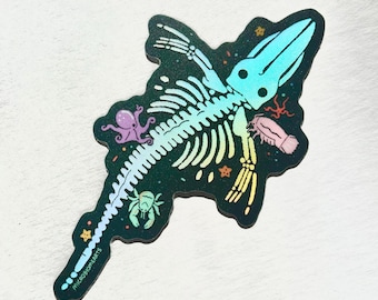 Whale Fall Holo Vinyl Sticker | Deep Sea Marine Biologist Animal Gift