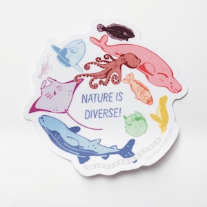 Nature Is Diverse Sticker | queer joy progress pride flag nature gift