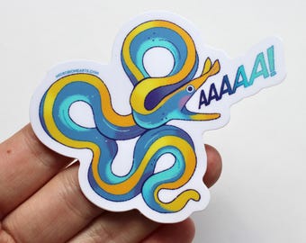 Ribbon Eel Scream Sticker | Funny Eel Moray Marine Biology Gift