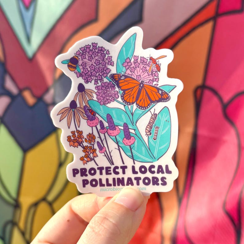Pollen Sticker Protect Local Pollinators Sticker | Wildflowers Milkweed Monarch ...