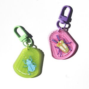 Beetle Jelly Frosted Acrylic Charms | bug stag beetle bdfb insect pet entomology keychain