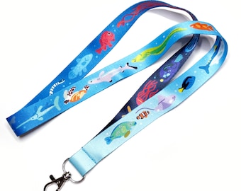 Sea Depths Lanyard | Fish Ocean Marine Biology Illustrated Key Lanyard Accessory
