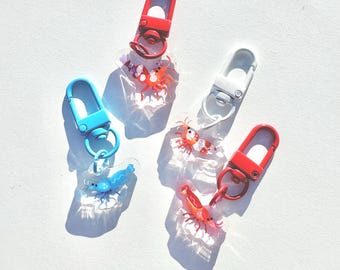 Miniature Shrimp Acrylic Charms | Cherry Shrimp Sexy Shrimp Freshwater Aquarium Hobby Keychain