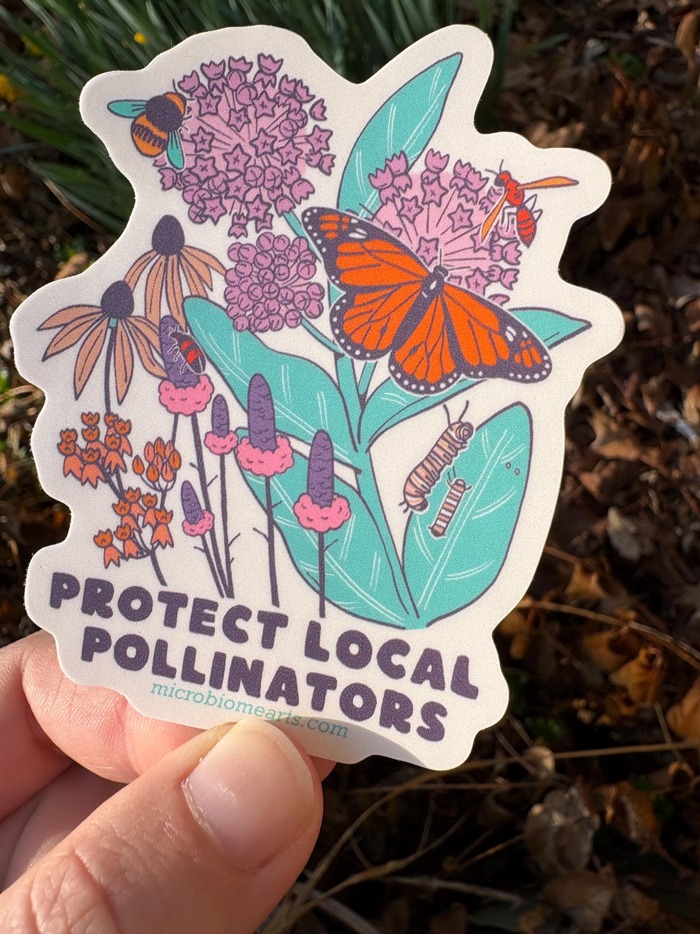 Pollen Sticker Protect Local Pollinators Sticker | Wildflowers Milkweed Monarch ...