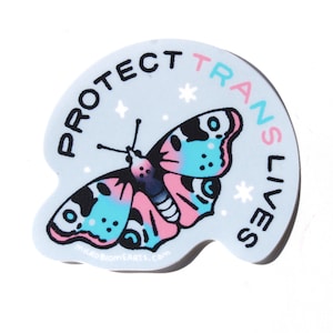 Protect Trans Lives Sticker | lgbt queer pride trans butterfly gift