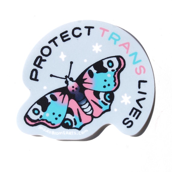 Protect Trans Lives Sticker | lgbt queer pride trans butterfly gift