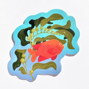 Garibaldi und Kelp Aufkleber | Meeresbiologe Fischliebhaber Kalifornien LA Wildtier Geschenk