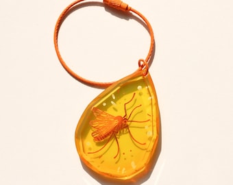 Bug in Amber Charm |  Fossil Jurassic Bug Insect Keychain Gift