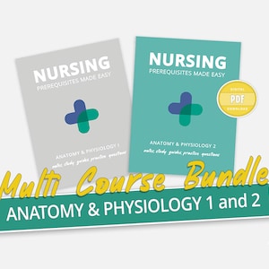 Complete Anatomy and Physiology 1 and 2 Bundle | A&P Notes, Study Guides, Practice Quizzes, Flashcards | Nursing Prerequisites PDF