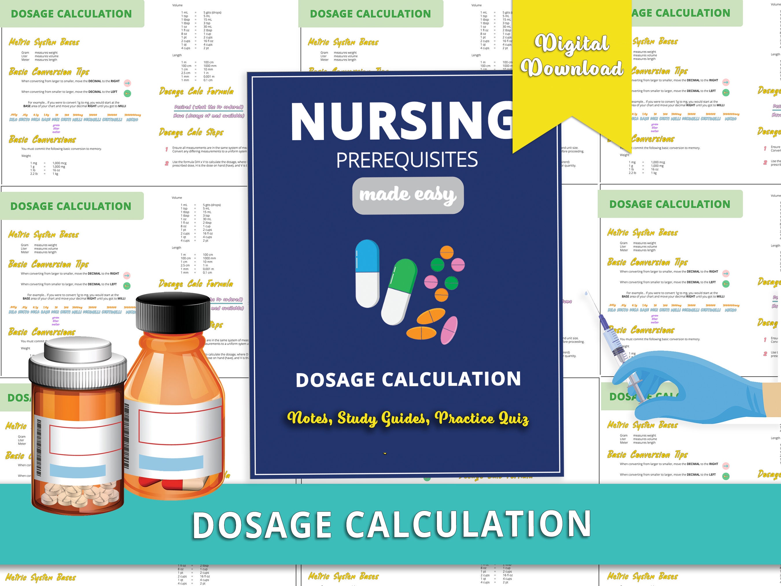 Dosage Calculation Study Guide | Dosage Calc Practice Test | Nursing Notes | Digital Download - Etsy