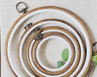 Embroidery CIRCLE  hoops 4" , 5", 6" , 8" , Circle Hoops for hand embroidery, 4 Pcs Set , Cross Stitch Hoops , Imitated Wood