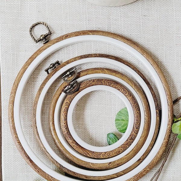 Embroidery CIRCLE  hoops 4" , 5", 6" , 8" , Circle Hoops for hand embroidery, 4 Pcs Set , Cross Stitch Hoops , Imitated Wood