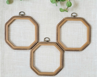 Octagon  Embroidery Hoops , 3 Pcs Set, Imitated Wood Plastic Hoop, Decorative Cross Stitch Hoop Set