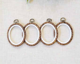 Oval small 3.5" x 4.5" embroidery hoops,Imitated Wood Circle Hoops, 4 Pcs Set, Imitated Wood Plastic Hoop, Decorative Cross Stitch Hoop Set