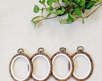 Oval small 3.5" x 4.5" embroidery hoops,Imitated Wood Circle Hoops, 4 Pcs Set, Imitated Wood Plastic Hoop, Decorative Cross Stitch Hoop Set