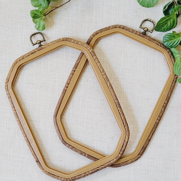 Large Octagon  Embroidery  Hoops, 3 Pcs Set, Imitated Wood Plastic Octagon Frame, Decorative Cross Stitch Hoop Set