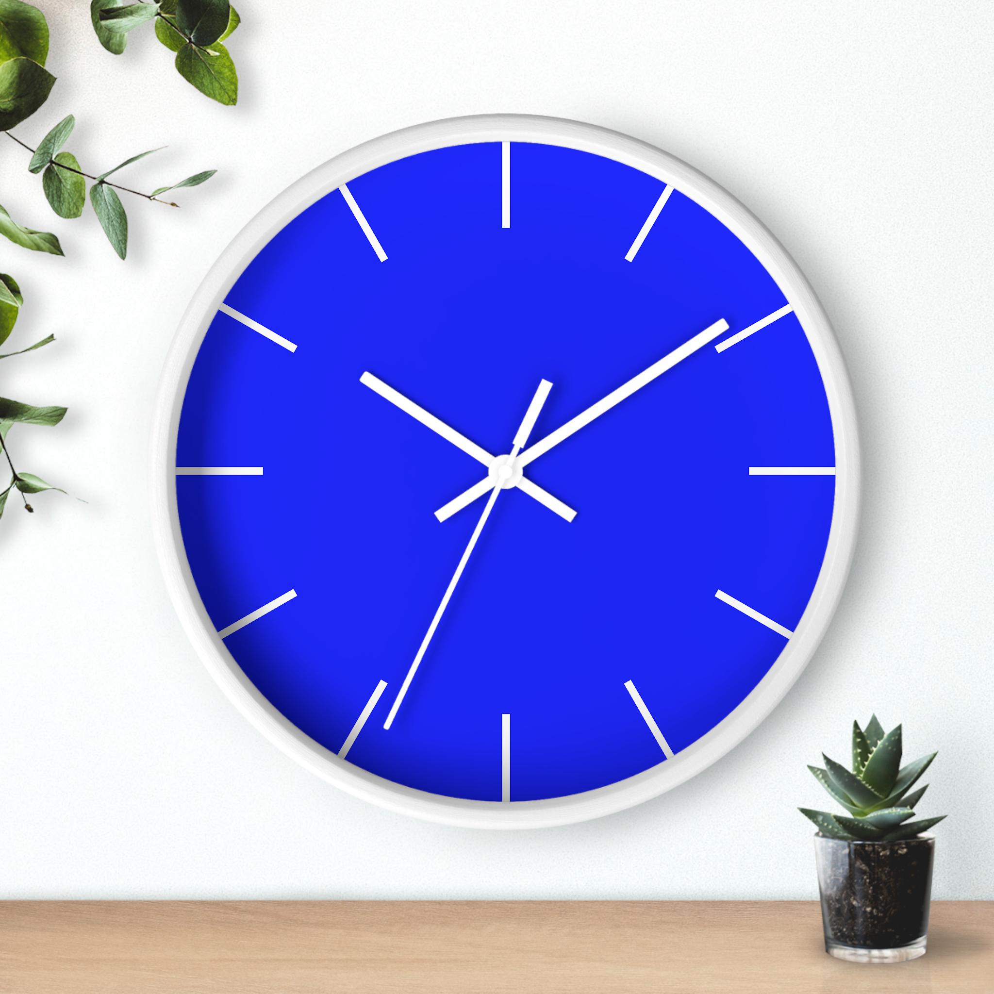 Klien Blue Wall Clock, Beautiful Bright Blue Unique Wooden Home