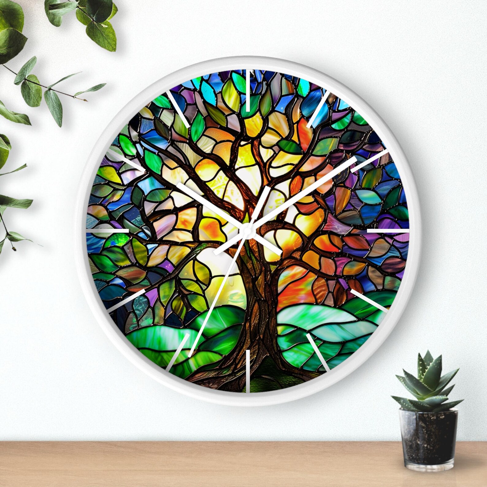 Tree of Life Wall Clock, Stained Glass Art, Tree of Lifewall Art ...