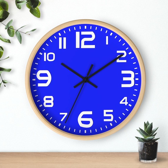 Klien Blue Wall Clock, Beautiful Bright Blue Unique Wooden Home