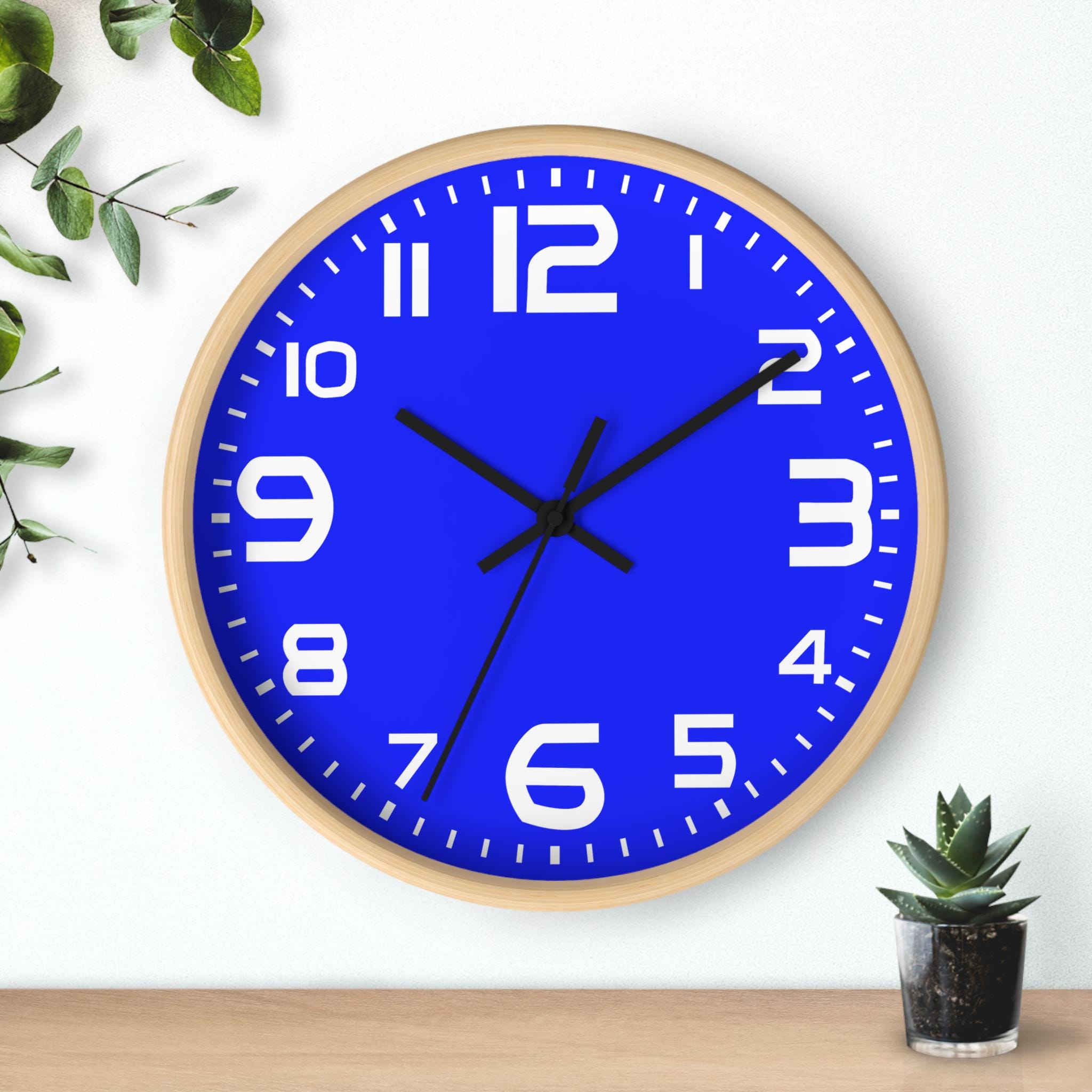 Klien Blue Wall Clock, Beautiful Bright Blue Unique Wooden Home