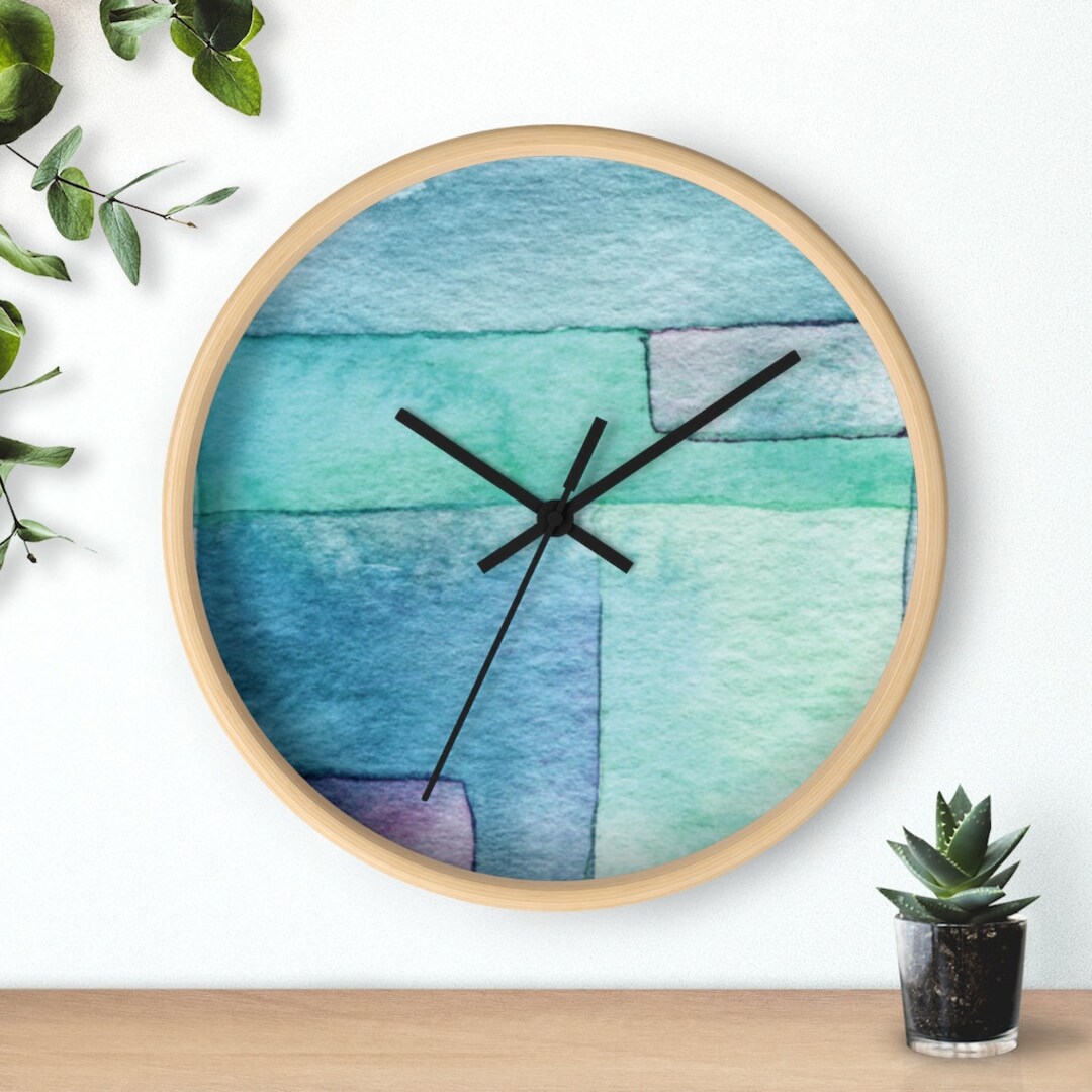 Number Less Clock Pattern Abstract Watercolor Wooden Frame Wall Clock, Numberless 10 Inch - Etsy